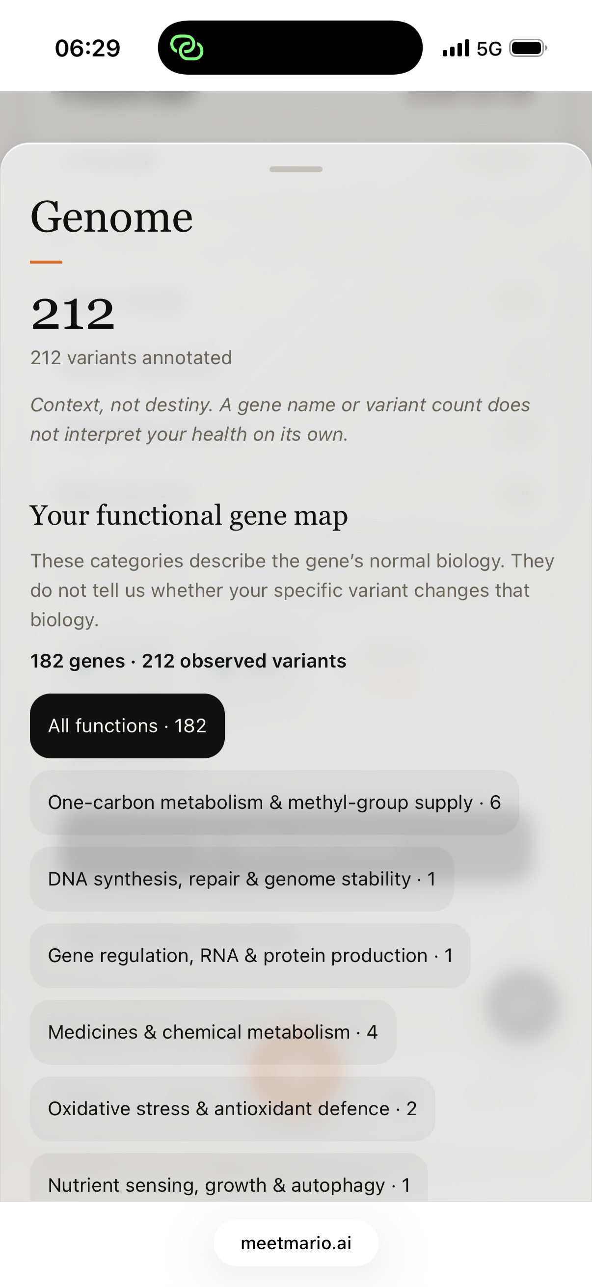 Anonymised native Meet Mario genome overview screen